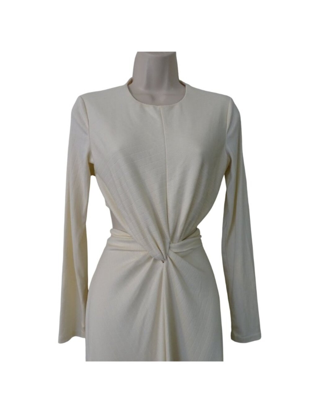 Significant Other Odelia Ivory Long Sleeve Midi Dress Twist Front Women Size 6 - Picture 4 of 14